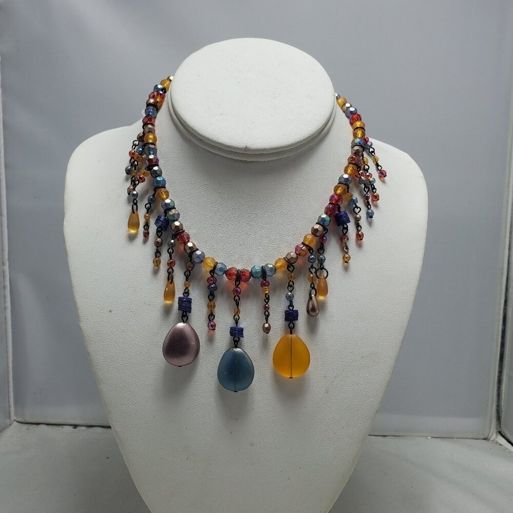 Bijou multi color bohemian beaded necklace